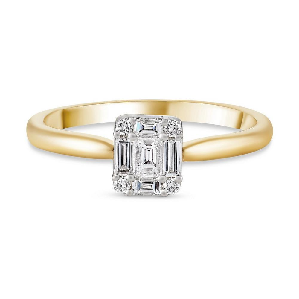 Once 18ct Yellow Gold Emerald Cut Diamond Solitaire Ring