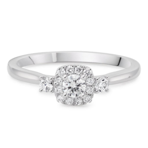 9ct White Gold Diamond Halo Ring