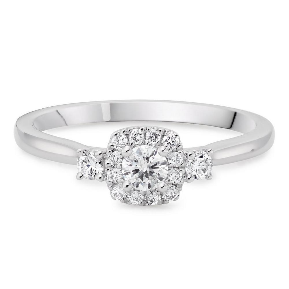 9ct White Gold Diamond Halo Ring