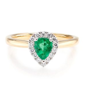 18ct Yellow Gold Diamond Emerald Ring