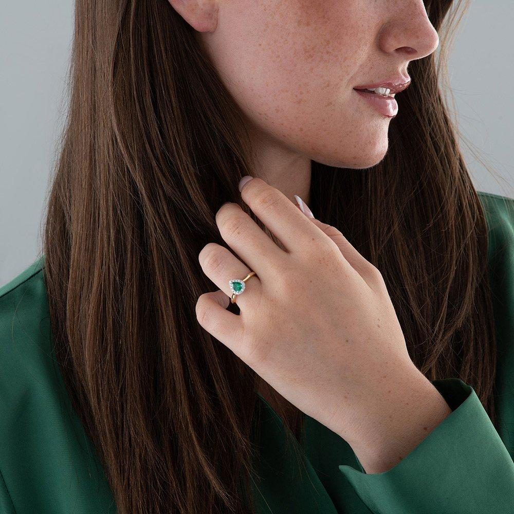 18ct Yellow Gold Diamond Emerald Ring - Image 3