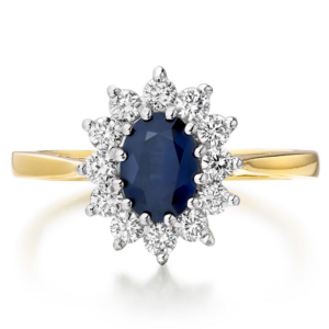 18ct Yellow Gold Diamond Sapphire Engagement Ring